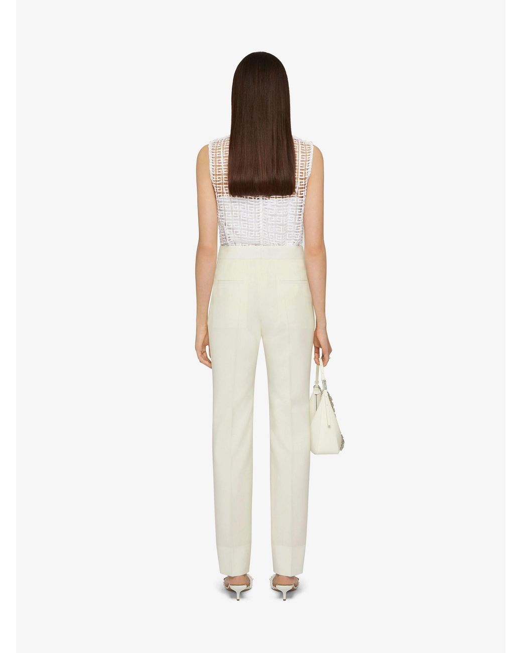 Givenchy White Straight Leg Tailored Trousers