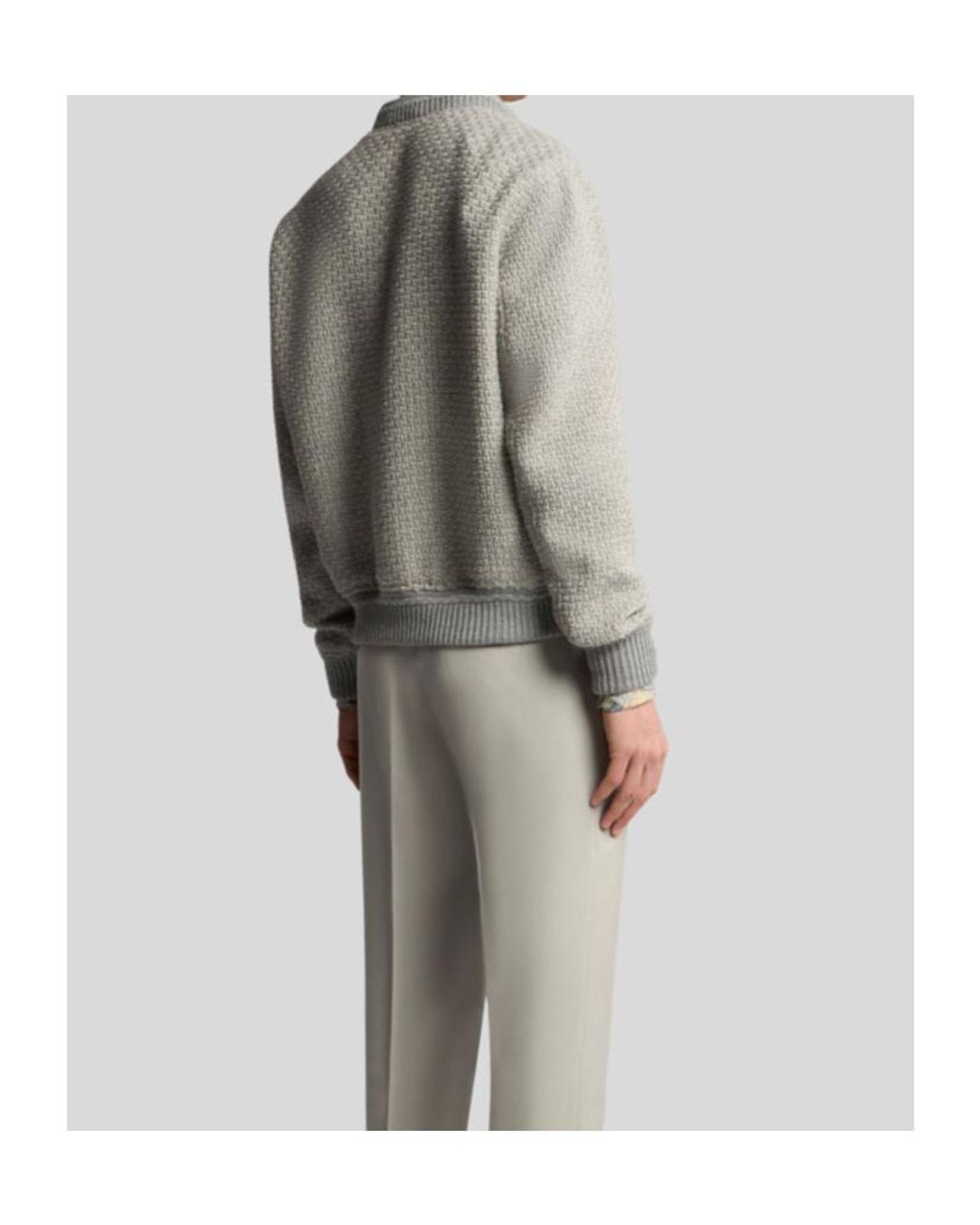 Etro Gray Chunky Knitted Bomber Jacket for men
