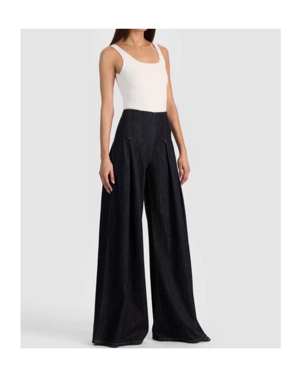 Alice + Olivia Blue Pleated Jeans