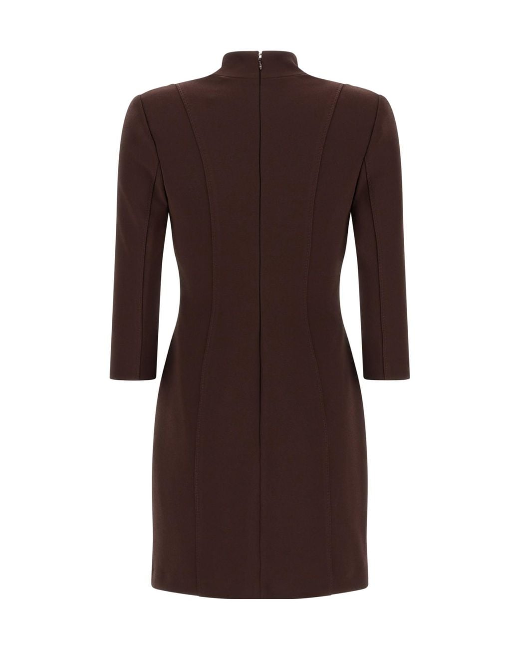 Elisabetta Franchi Brown Logo Plaque Mini Dress