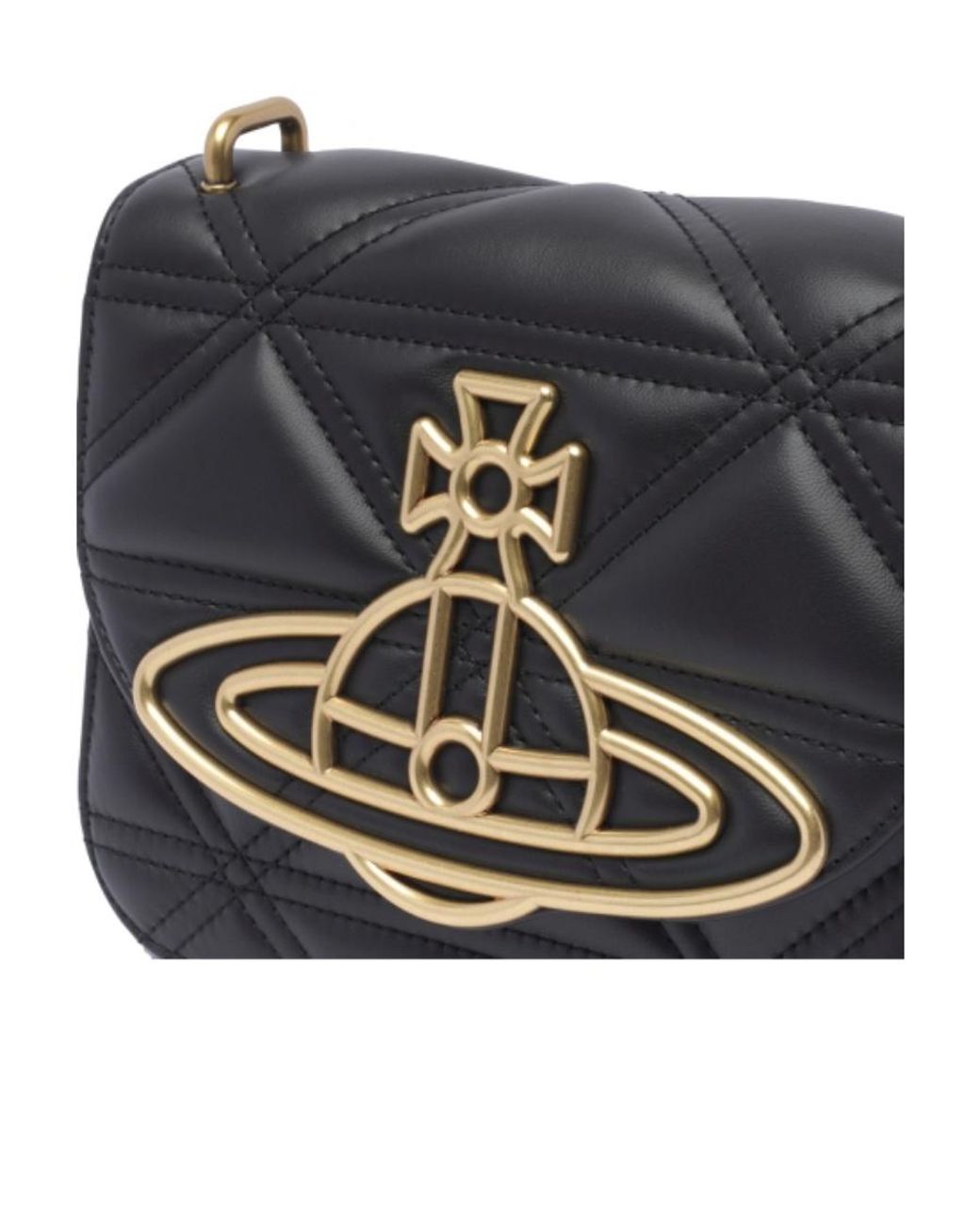 Vivienne Westwood Gray Logo-Plaque Quilted Shoulder Bag