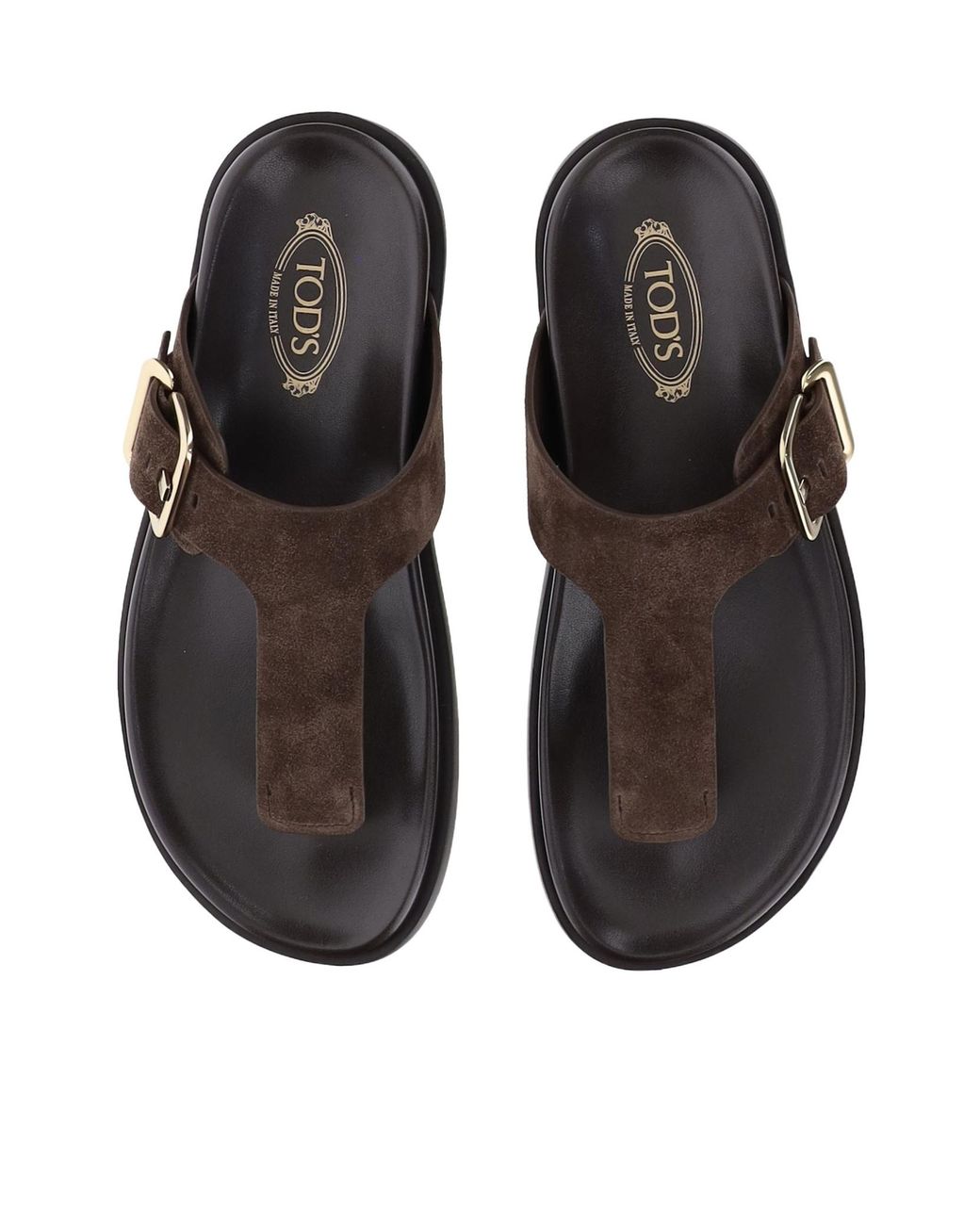 Tod's Brown Buckle Detailed Thong Sandals