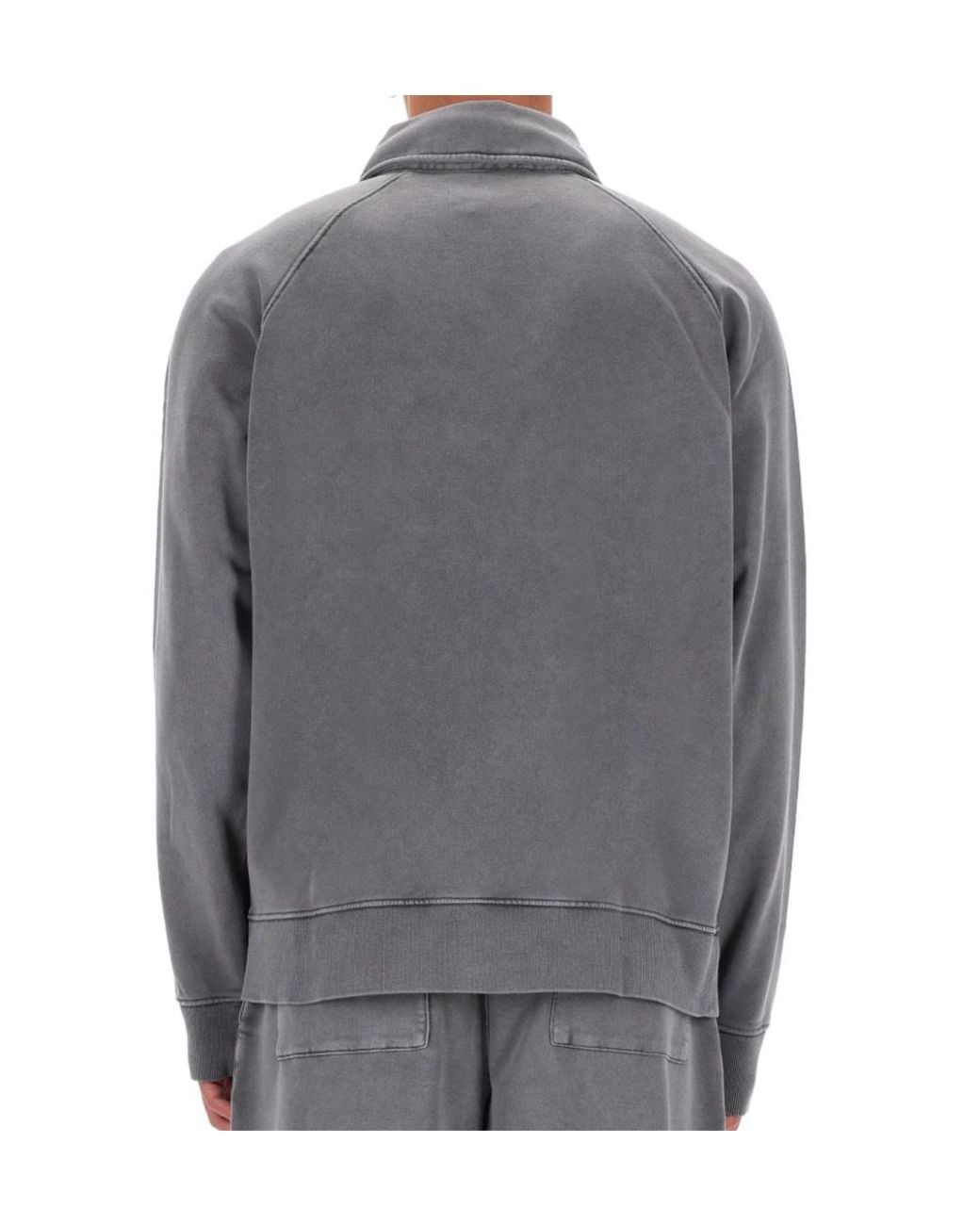 Versace Jeans Gray Couture Logo Detail Buttoned Sweatshirt for men