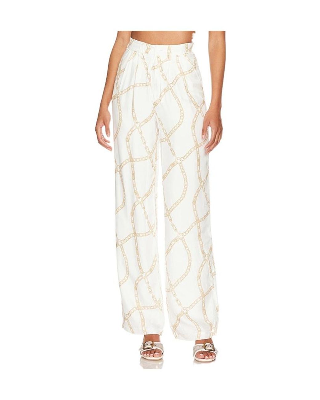 Anine Bing White Chain Link-Print Trousers