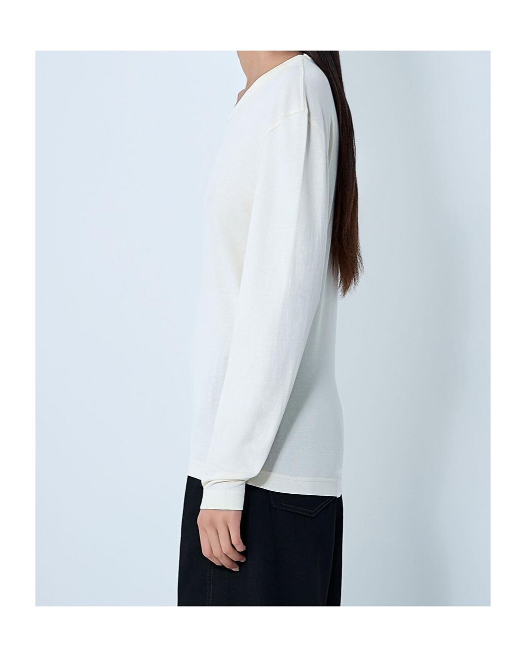 Lemaire White Long-Sleeved Ribbed Crewneck T-Shirt