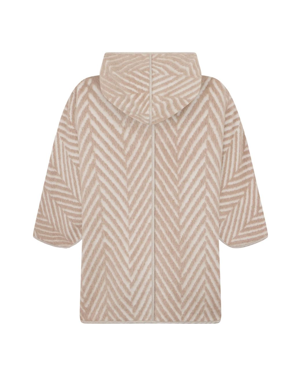 Peserico Natural Herringbone Straight Hem Hooded Cape