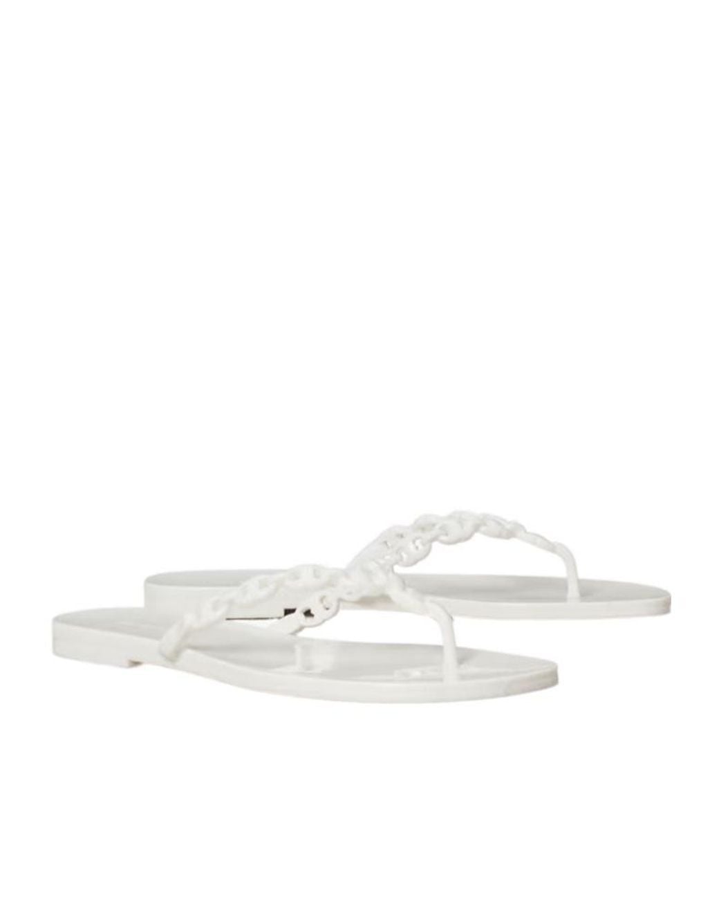 Tory Burch White Gemini Link Jelly Flip-Flops
