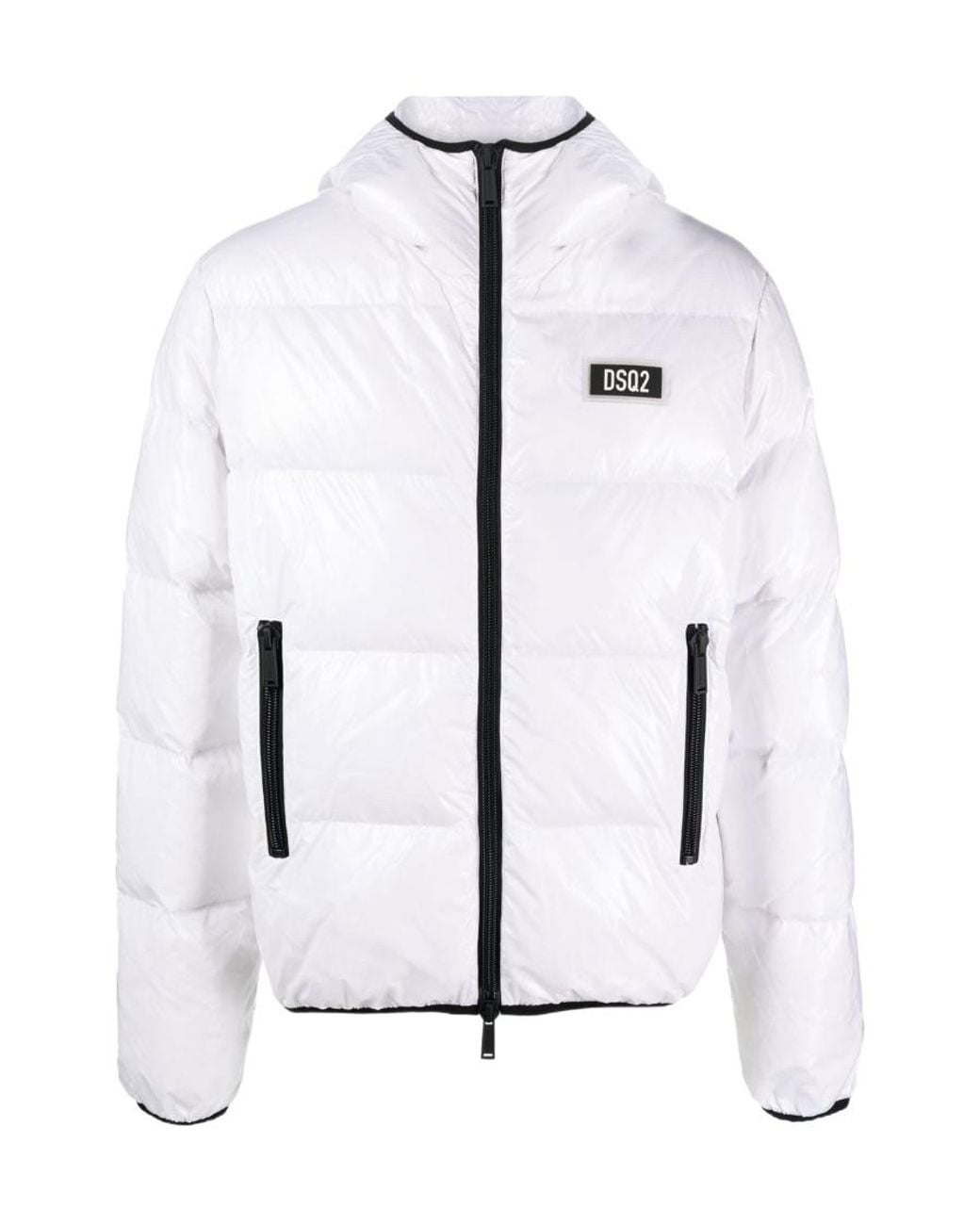 DSquared² White Logo Patch Hooded Puffer Jacket for men