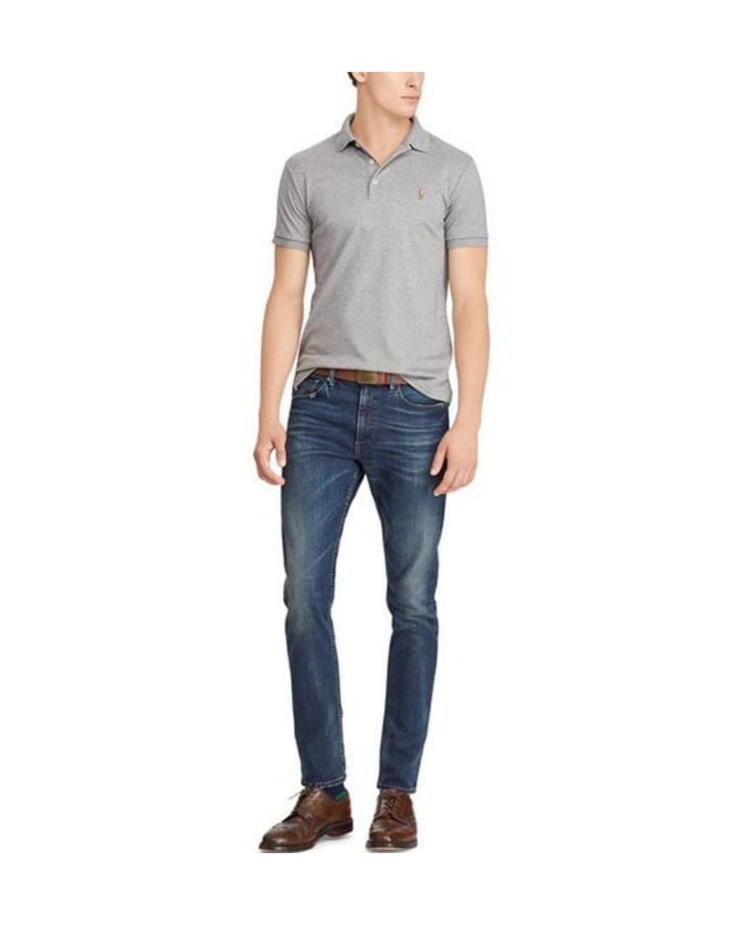 Polo Ralph Lauren Gray Logo Short-Sleeved Polo Shirt for men