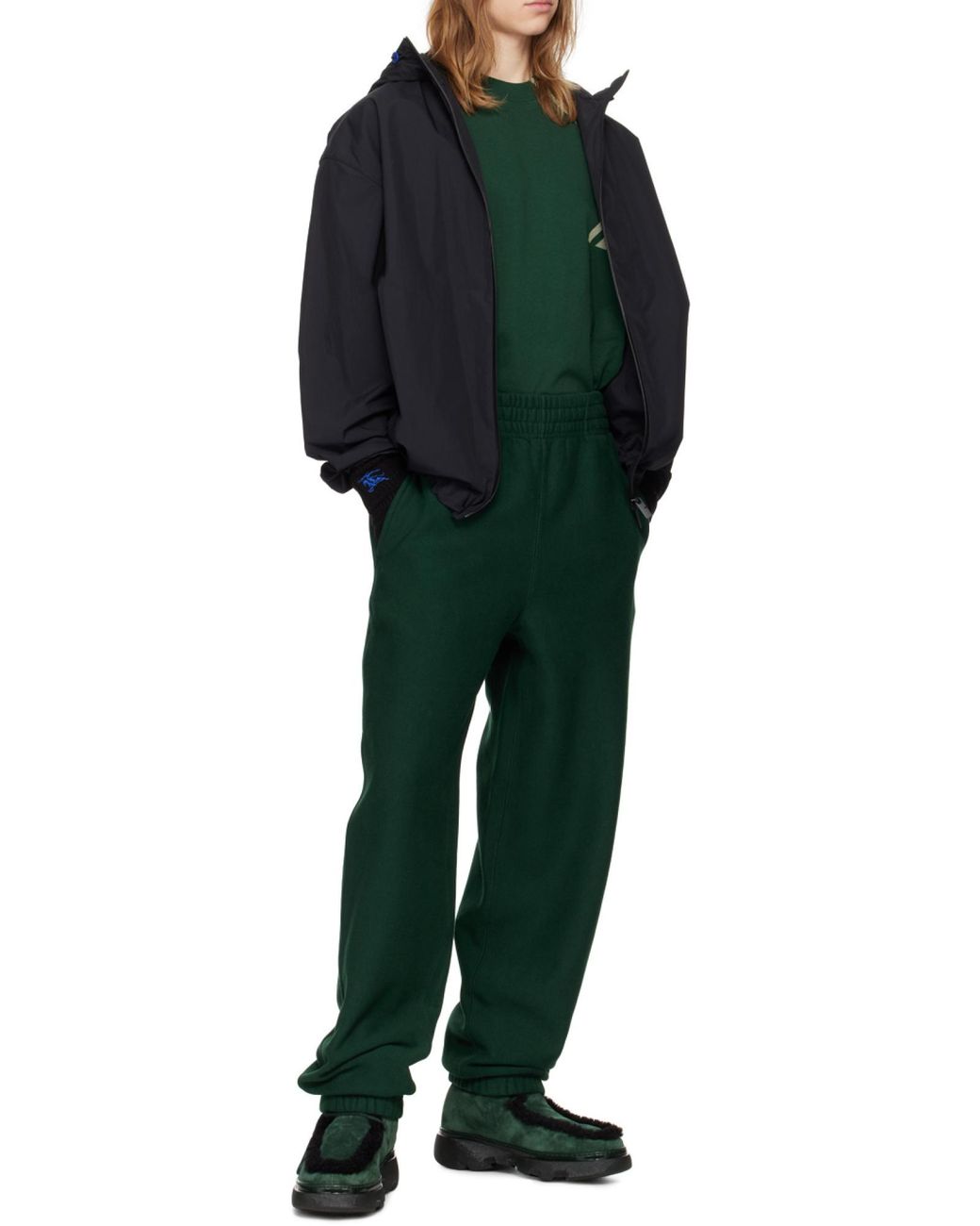 Burberry Green Equestrian Knight Patch Track Pants for men