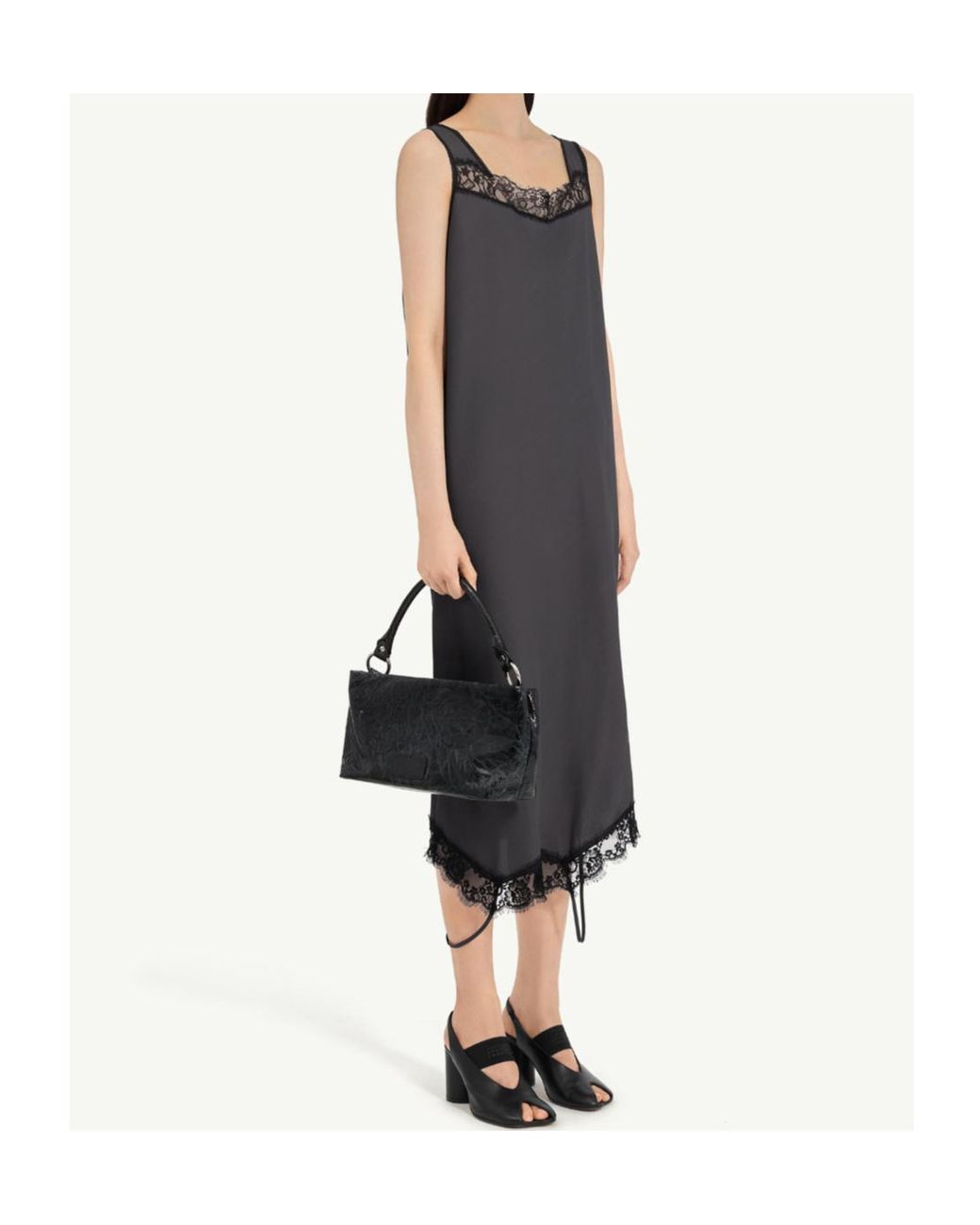 MM6 by Maison Margiela Black Mirrored Lace Slip Dress