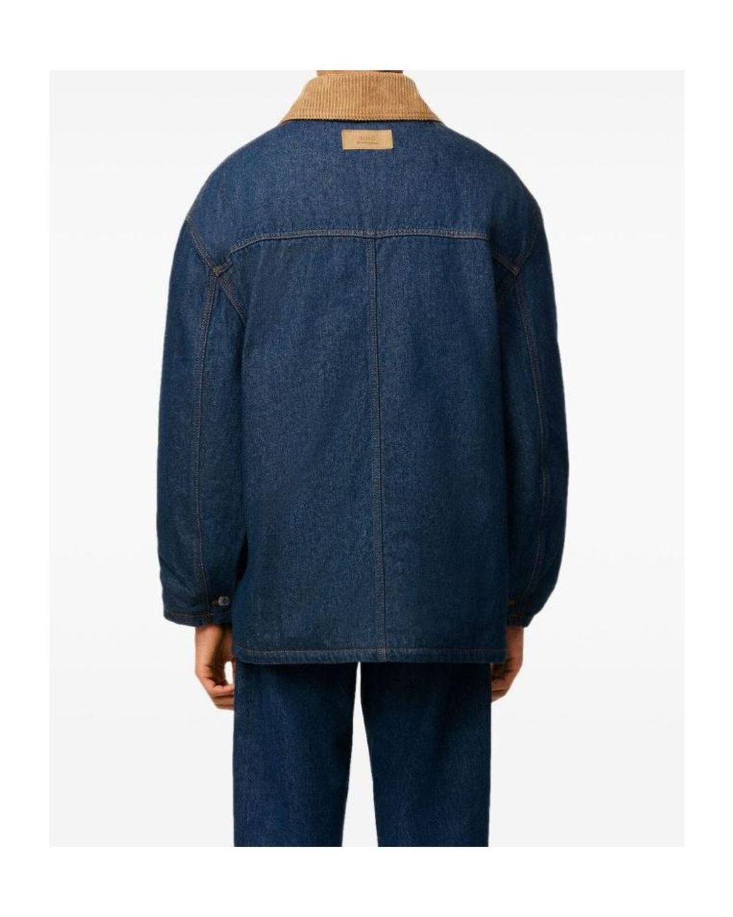 AMI Blue Padded Denim Worker Jacket for men