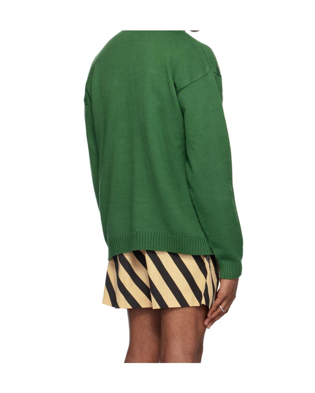 Bode Green Floret Wool Polo Jumper for men