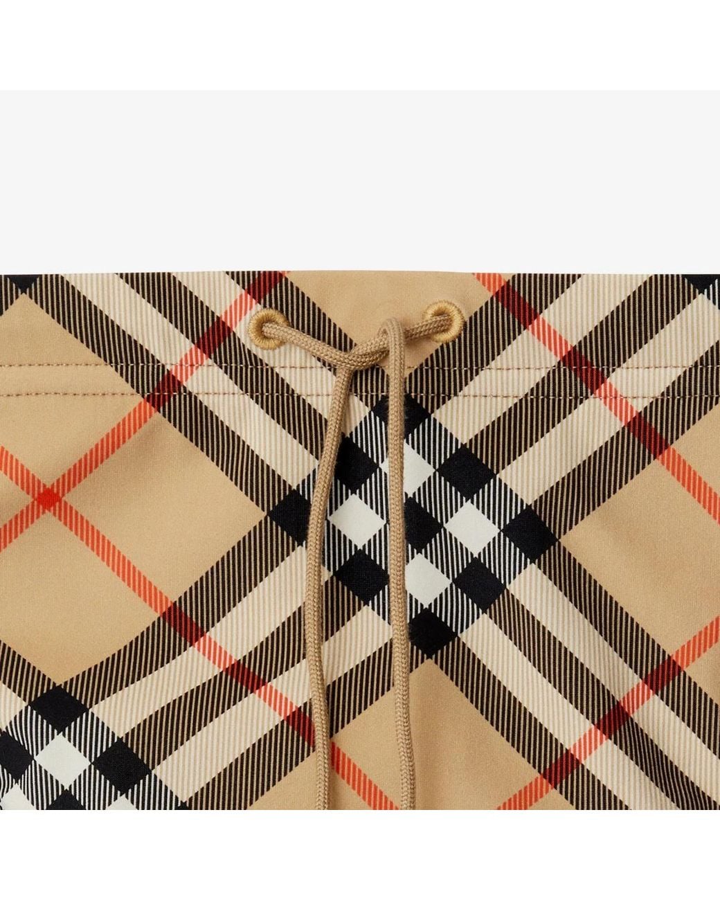 Burberry White Checked Drawstring Swim Shorts for men