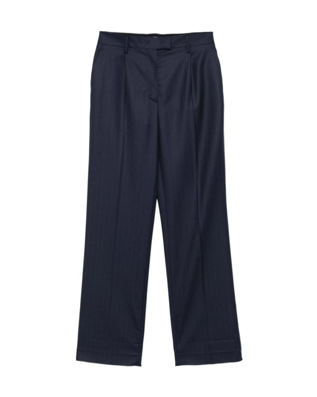 Prada Blue Pleated Belted Trousers
