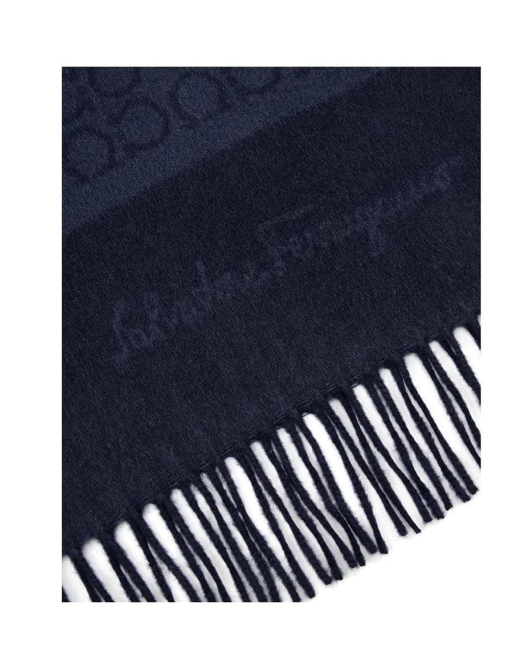 Ferragamo Blue Logo Scarf