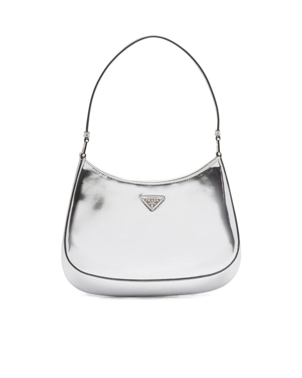 Prada White Cleo Brushed Leather Shoulder Bag