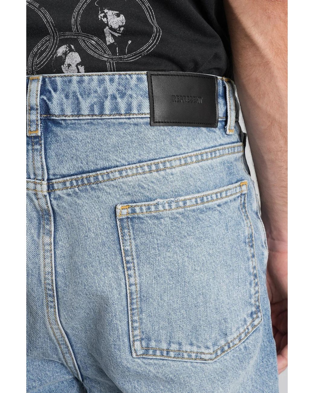 Represent Blue Straight Leg Jeans for men