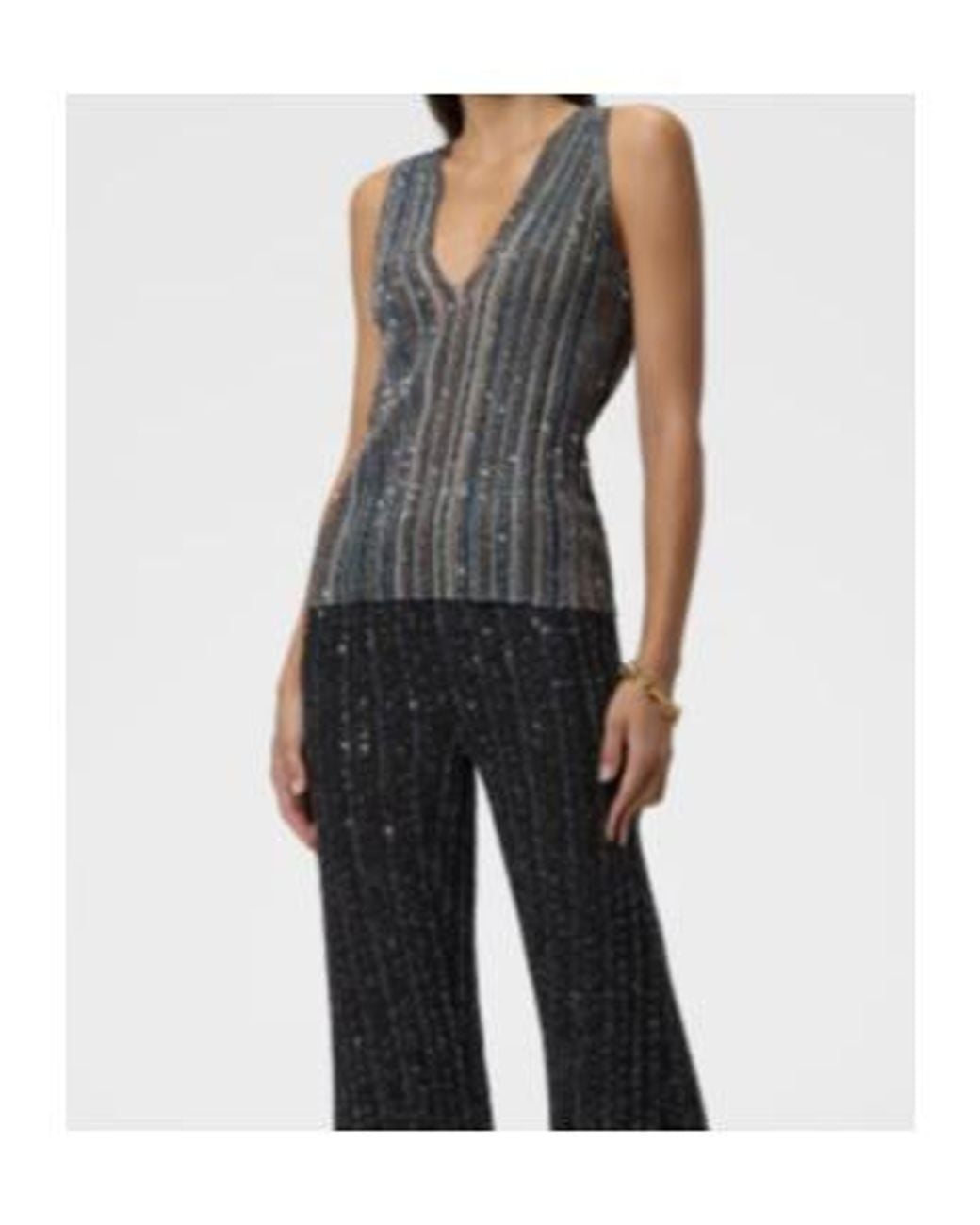 Missoni Gray Metallic Striped Knitted Top