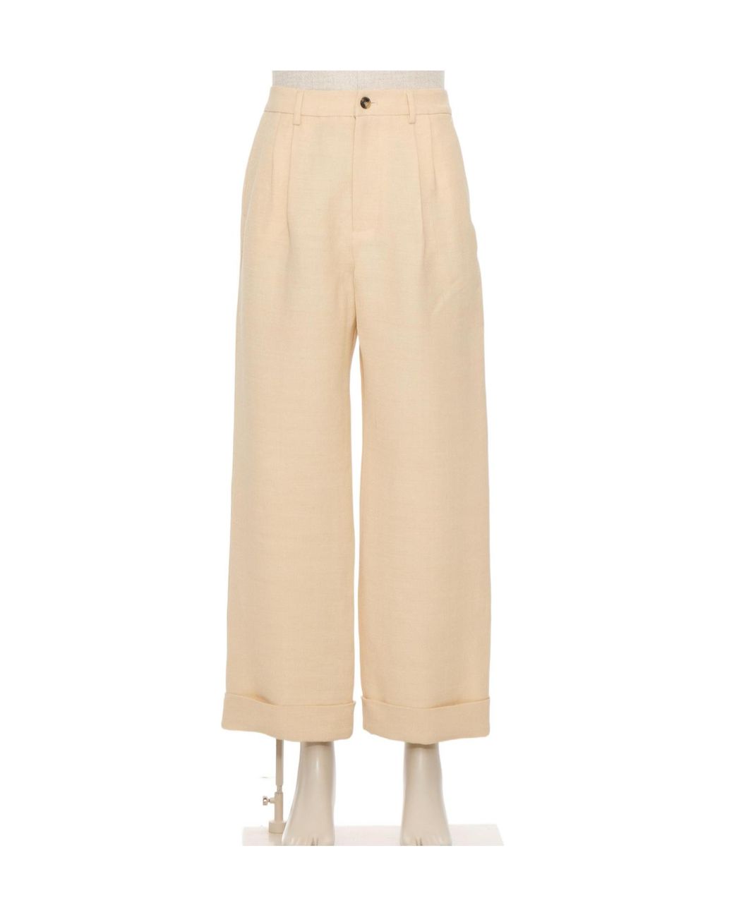 Valentino Natural Pleat Detailed Straight Leg Pants for men