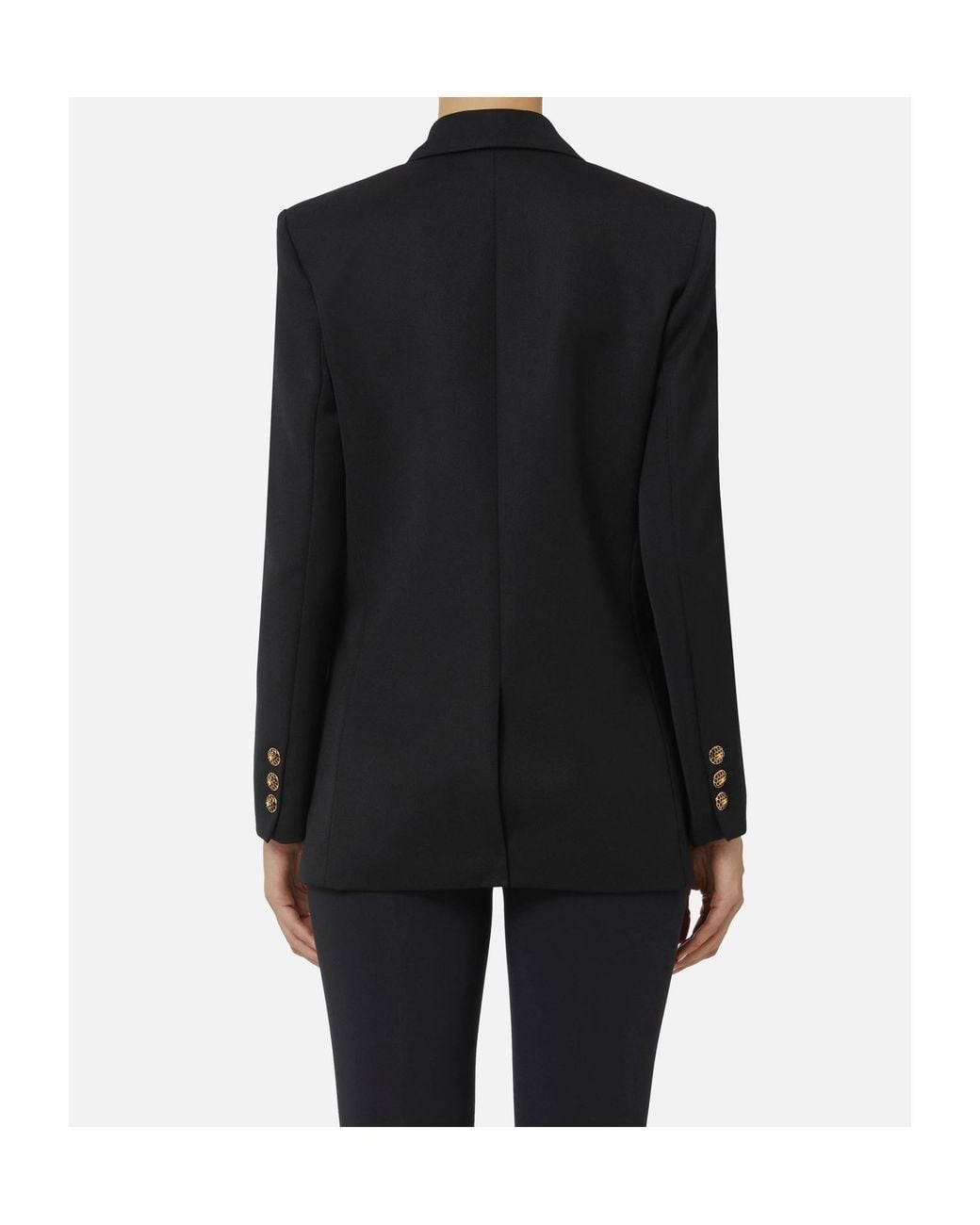 Elisabetta Franchi Black Double-Breasted Gabardine Jacket
