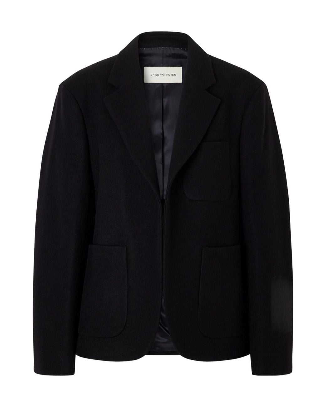 Dries Van Noten Black Wool-Felt Blazer