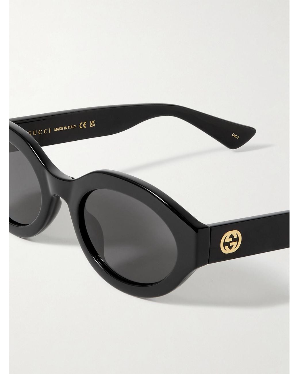 Gucci Black Eyewear Oval Frame Sunglasses
