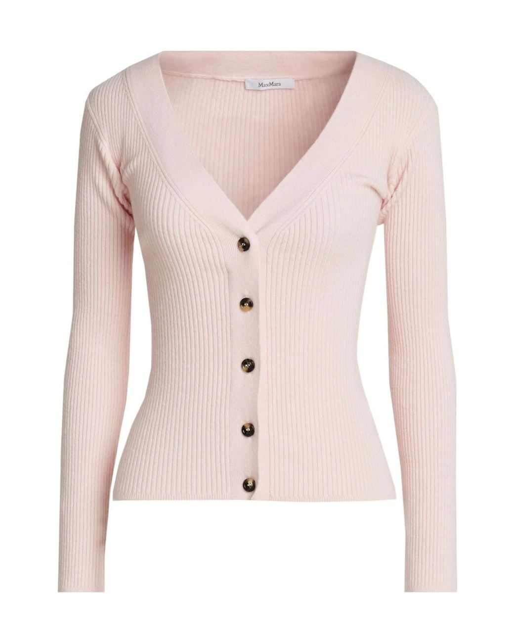 Max Mara Pink Ribbed-Knit Cardigans