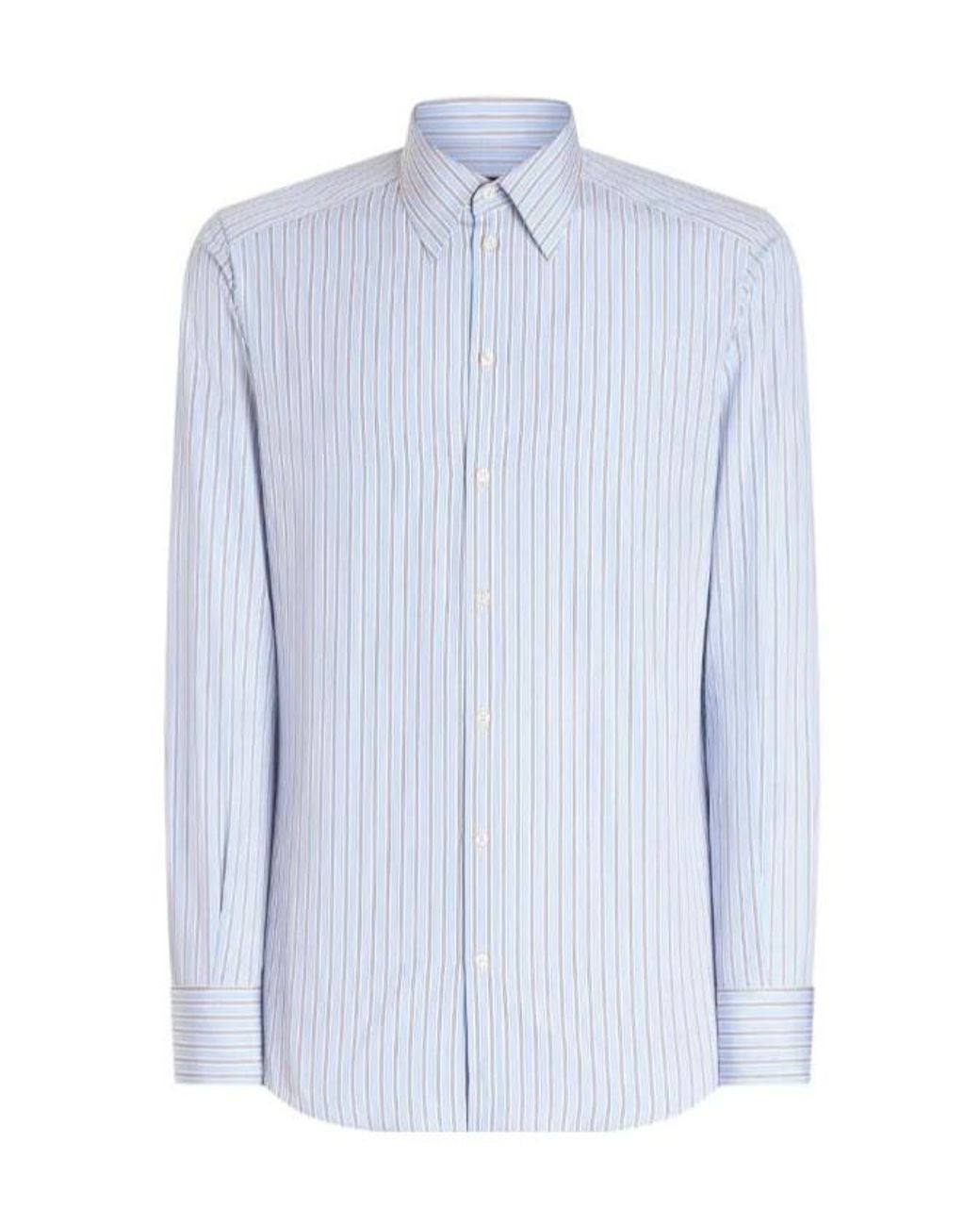 Dolce & Gabbana Blue Striped Shirt for men