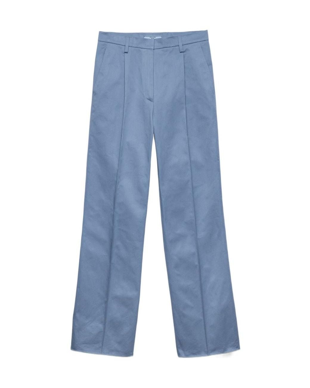 Prada Blue Pleated Straight-Leg Pants