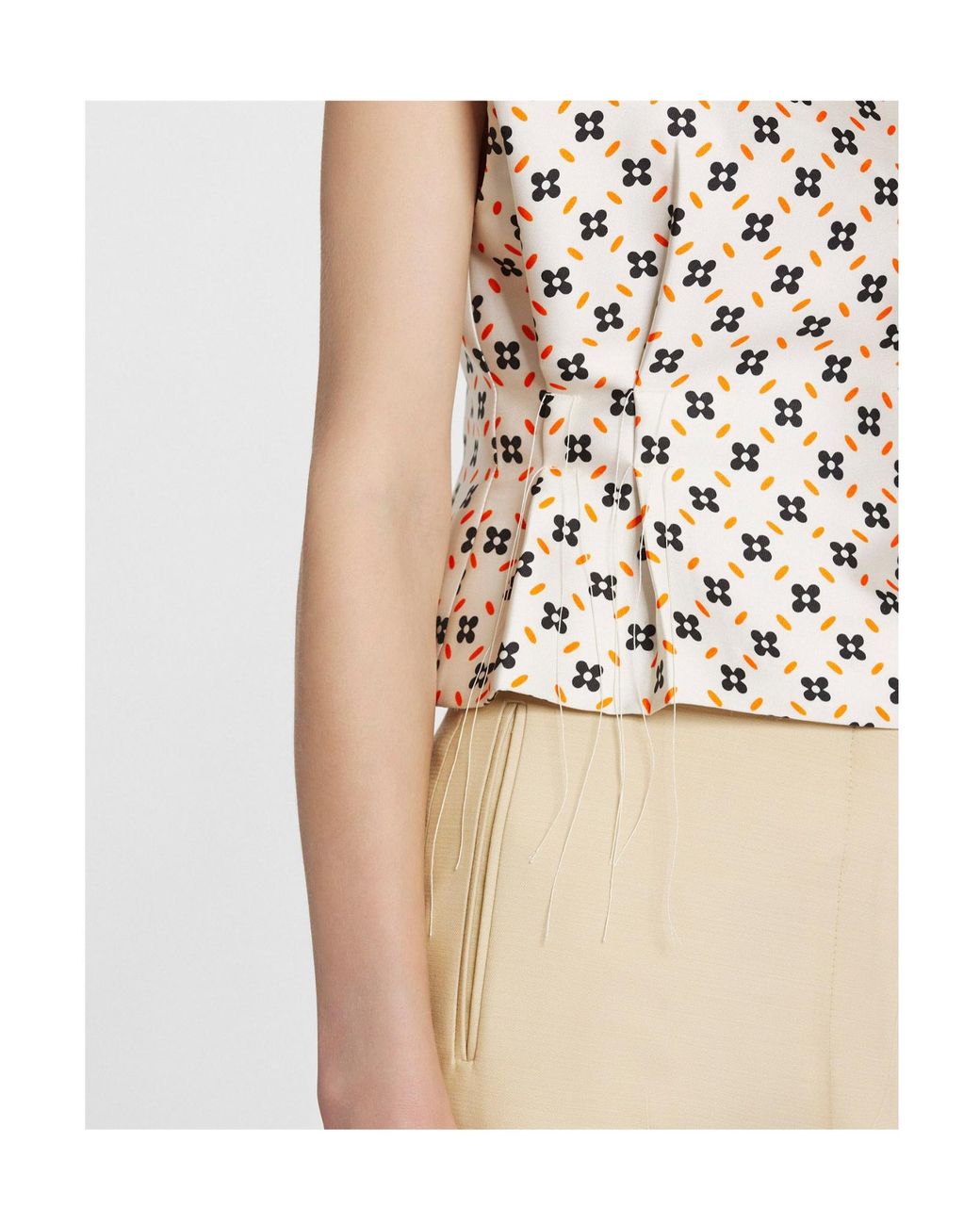 Lanvin White All-Over Printed Sleeveless Top