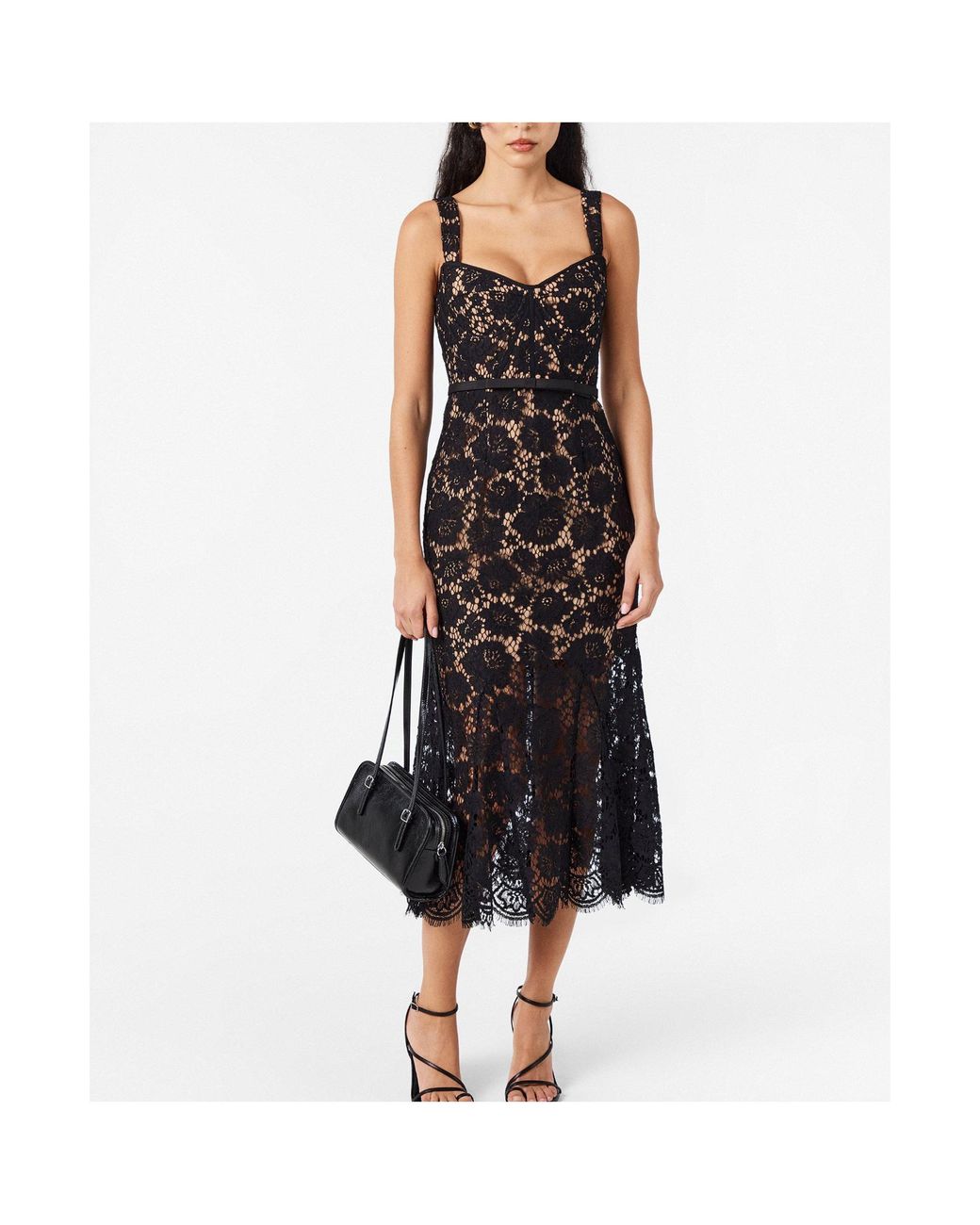 Self-Portrait Black Exquisite Lace Simple Dress