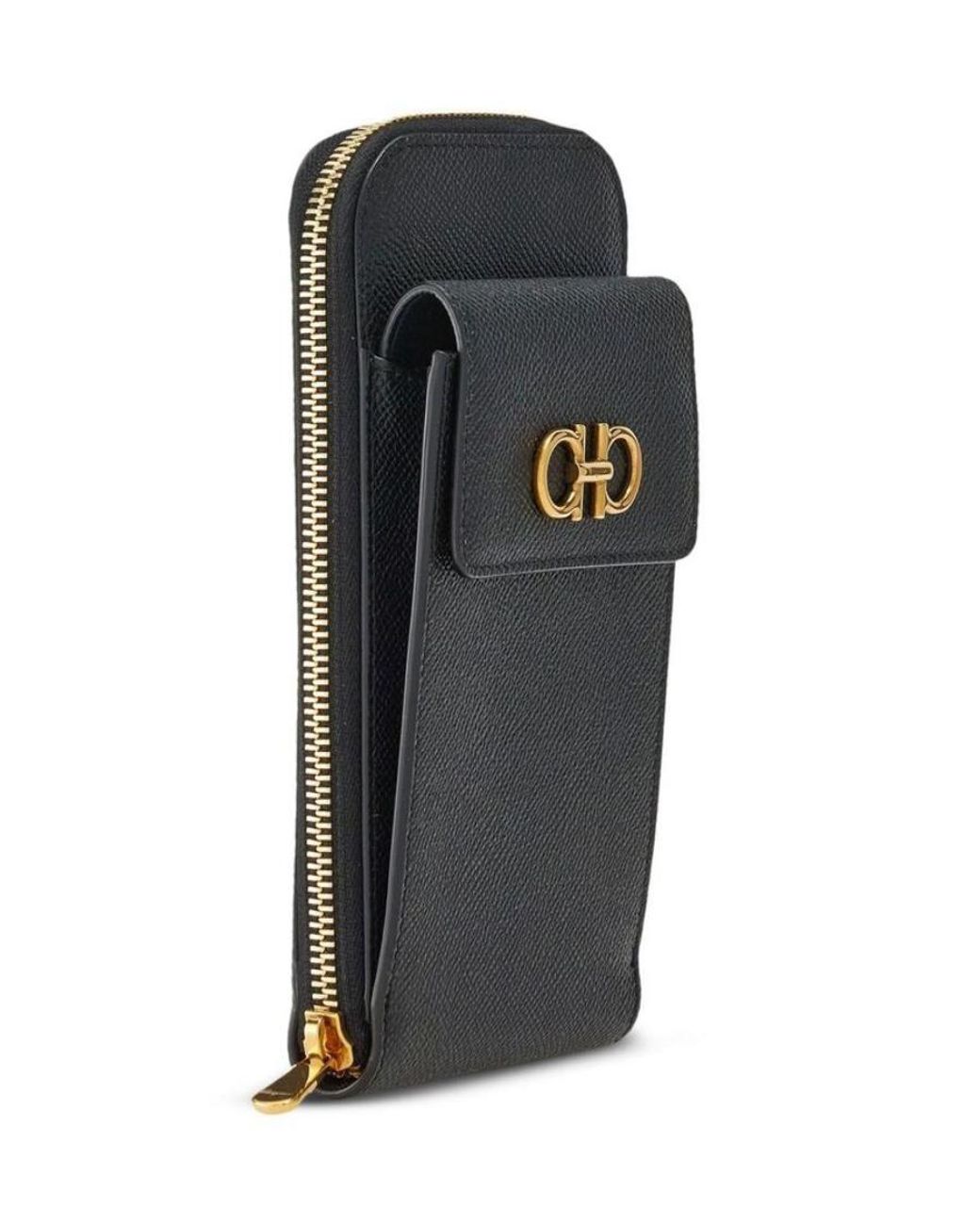 Ferragamo Gray Zipper Cell Phone Shoulder Bag