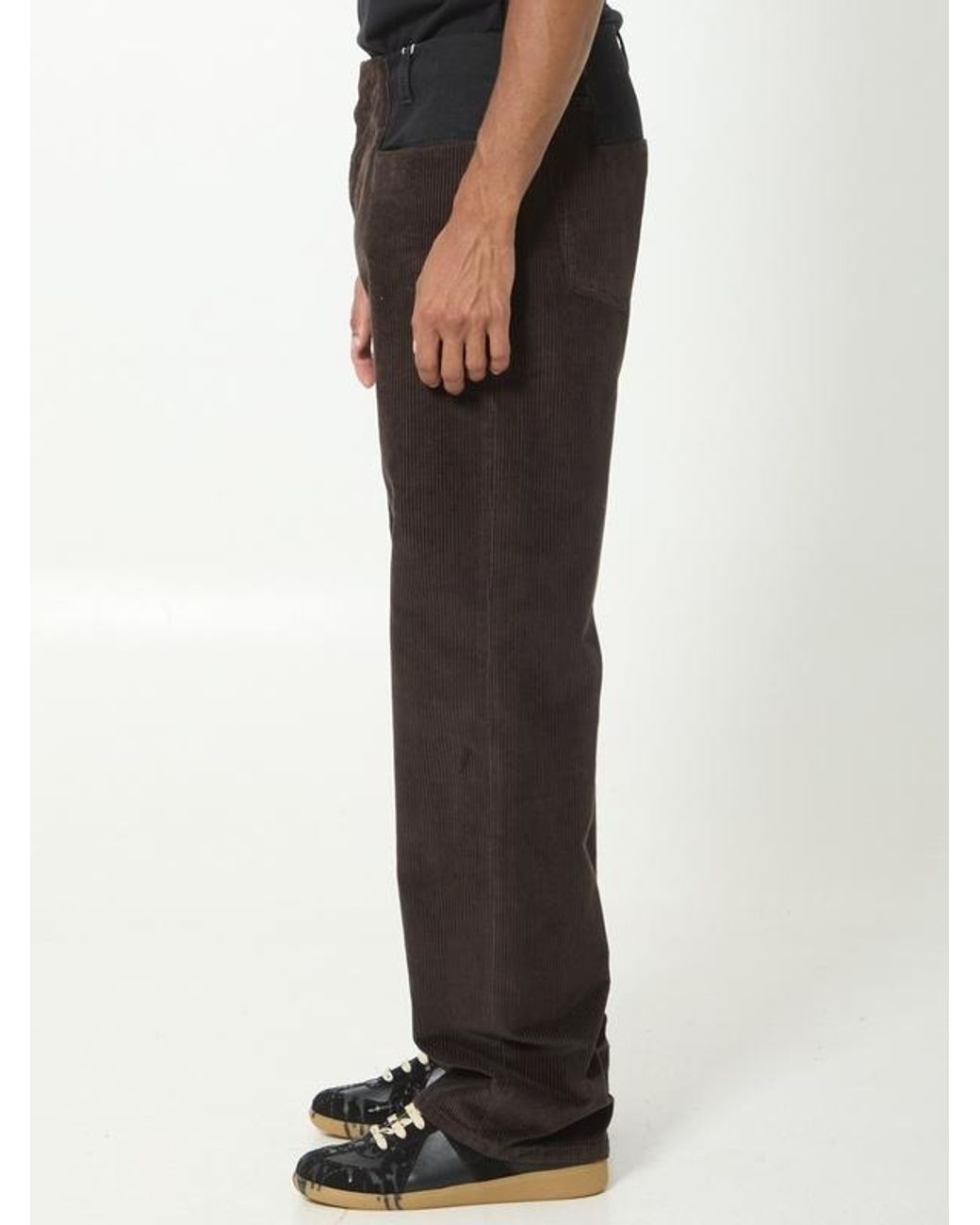 Maison Margiela Brown Contrast-Waist Corduroy Pants for men