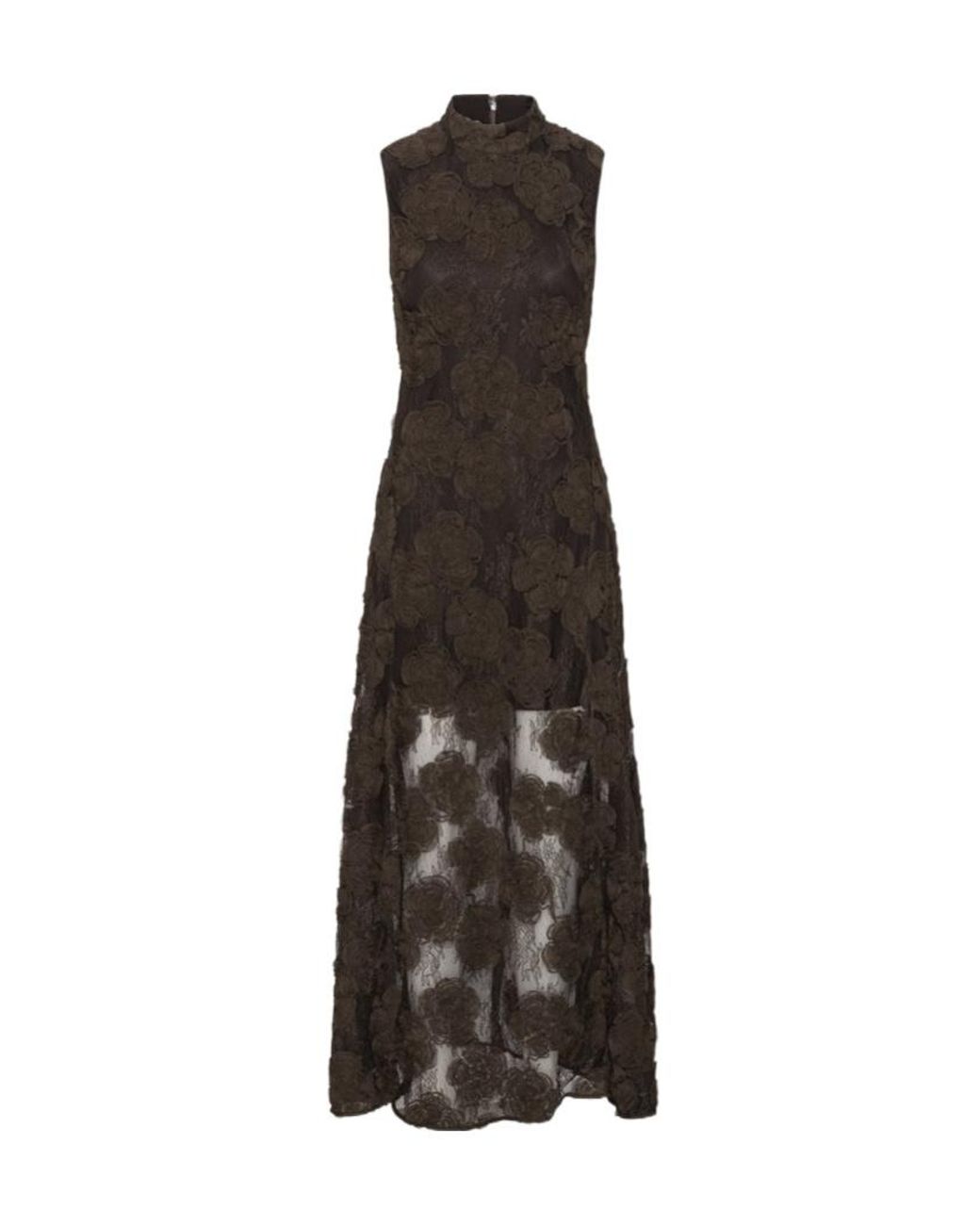 ROTATE BIRGER CHRISTENSEN Black Floral Embroidered Sleeveless Dress