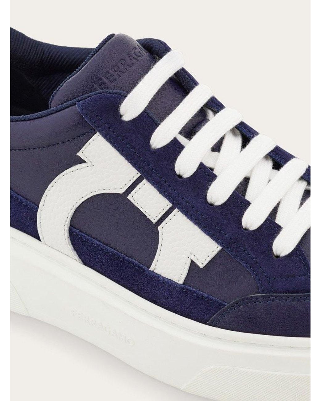 Ferragamo Blue Apos;S Cassina Gancio Low-Top Sneakers for men