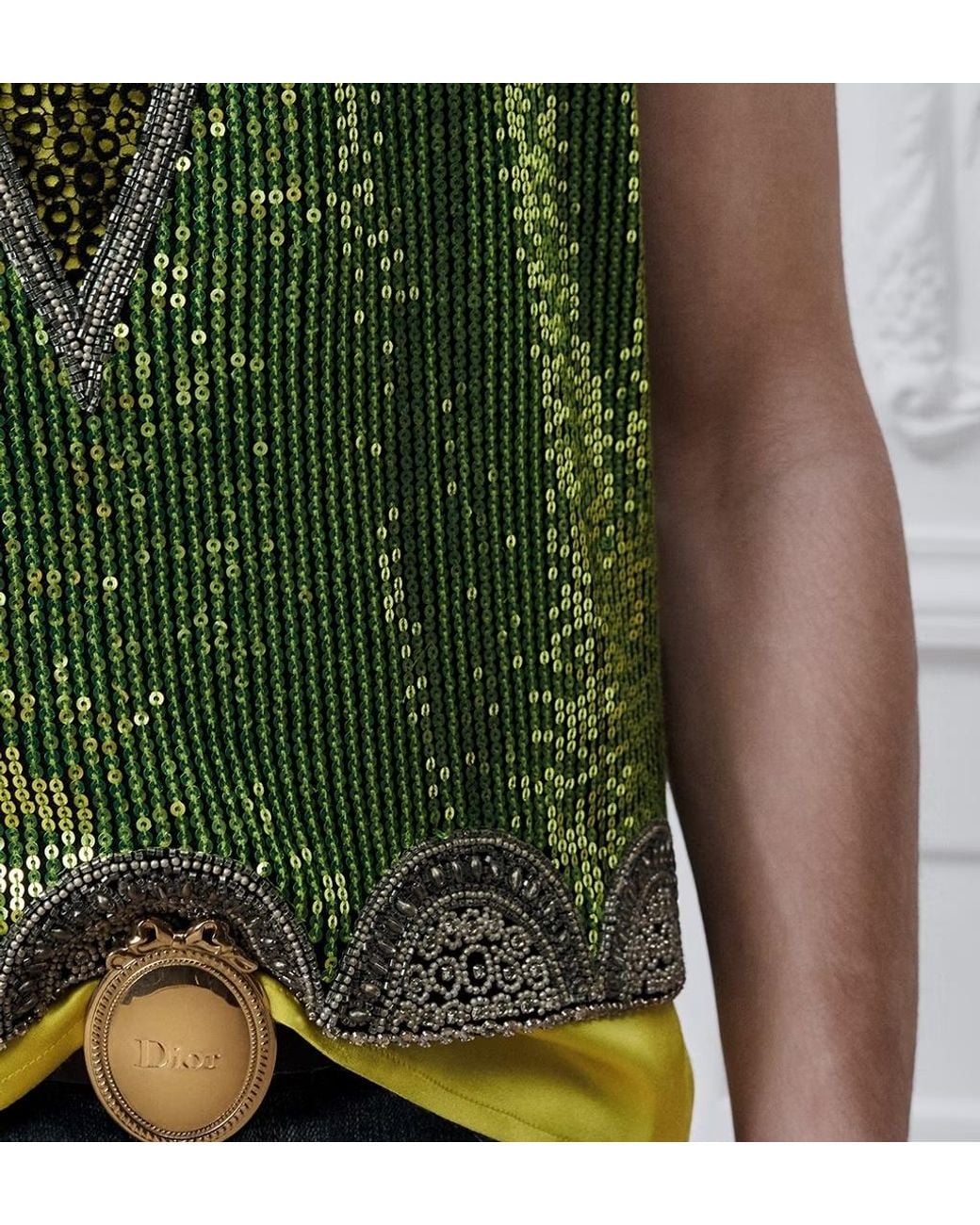 Dior Green Sleeveless Top With Sequins for men