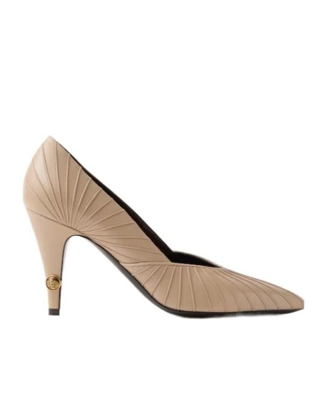 Versace White Gianni Pleated Heeled Pumps