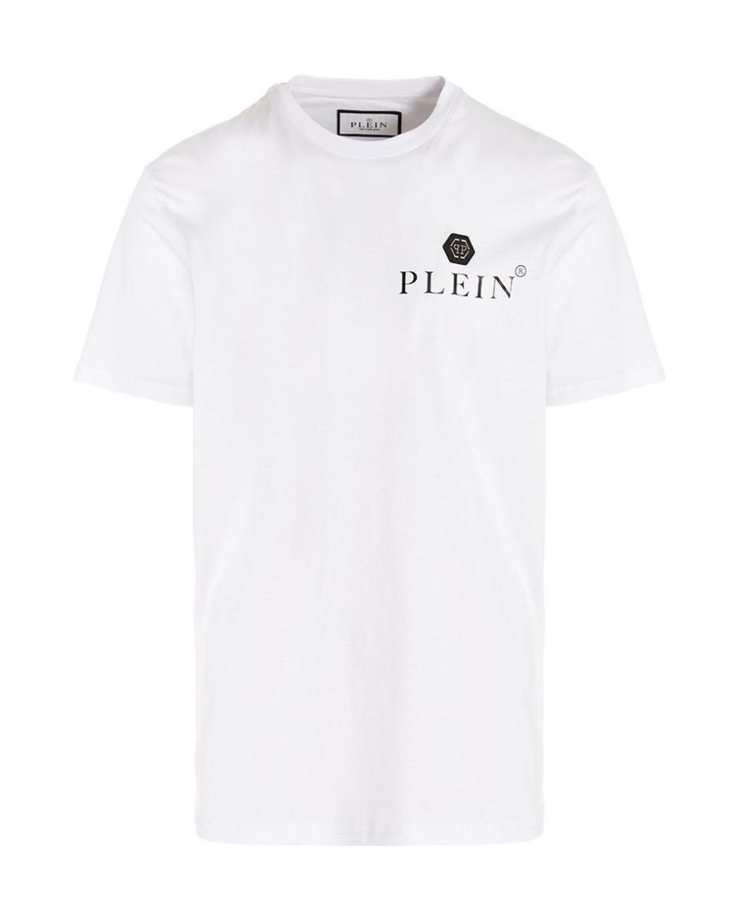 Philipp Plein White Logo-Print Crewneck T-Shirt for men