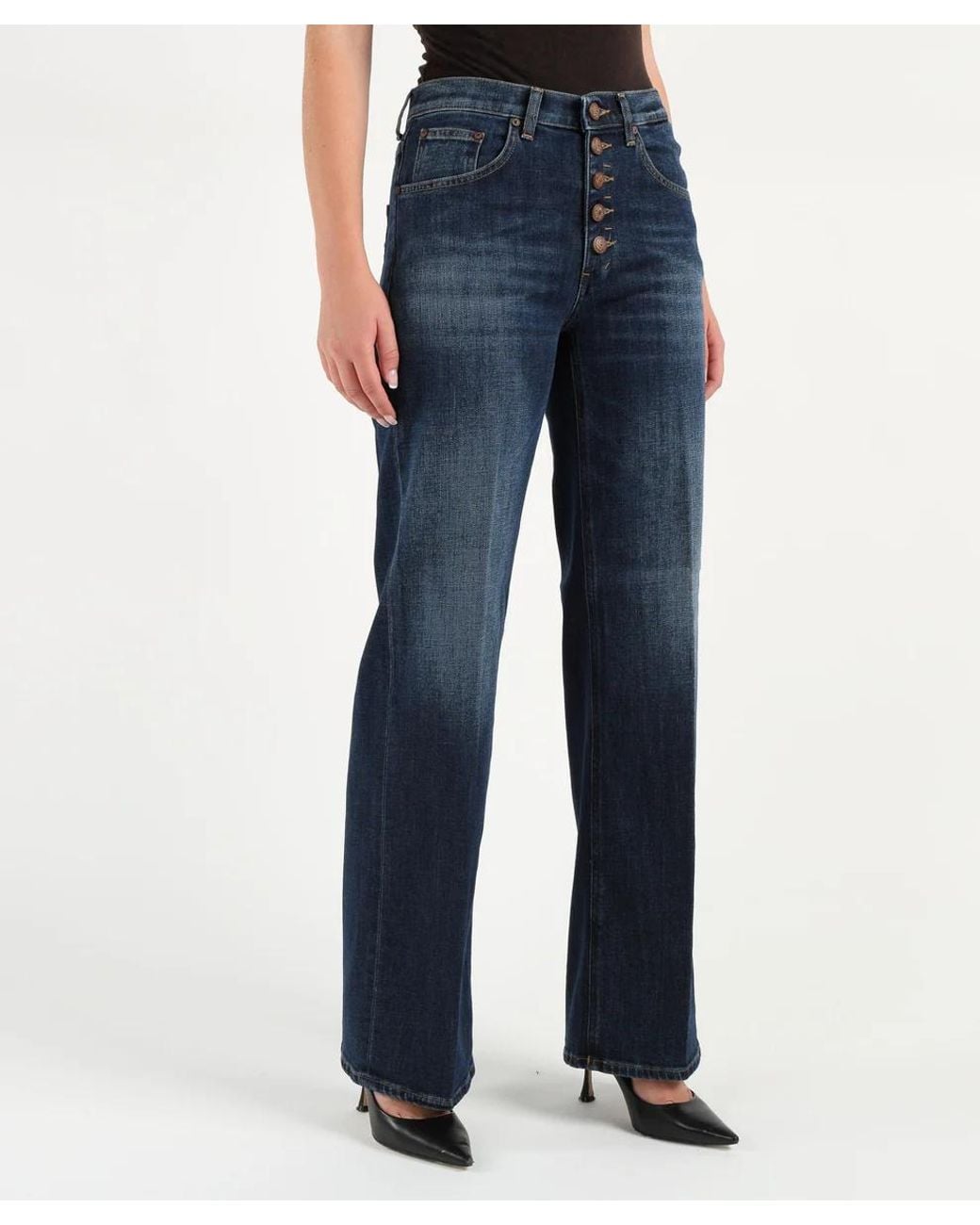 Dondup Blue Jacklyn Wide-Leg Jeans