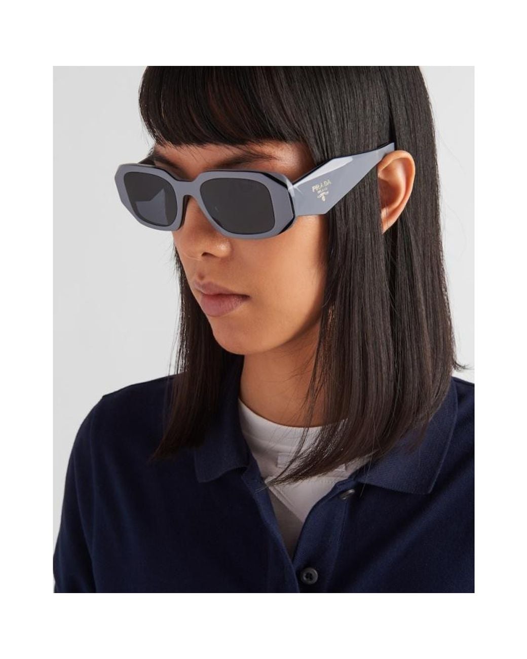 Prada White Eyewear Rectangular Frame Sunglasses