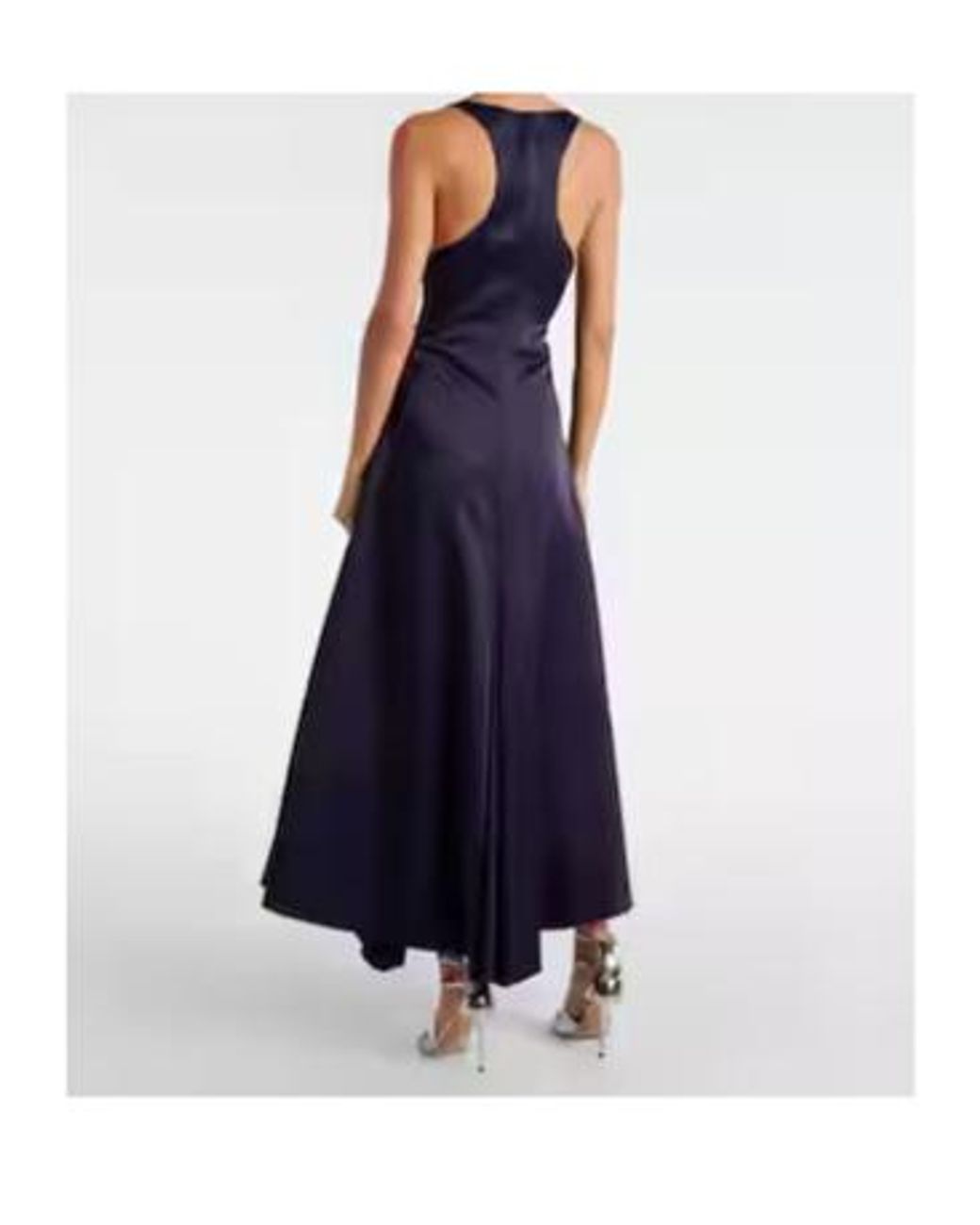 Victoria Beckham Blue Gathered Satin Maxi Dress