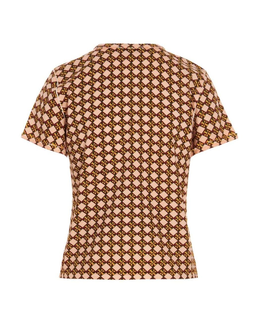 Tory Burch Multicolor T-Shirt En Coton À Motif Monogrammé