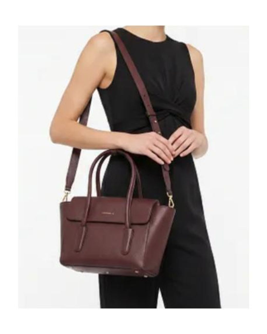 Coccinelle Red Double Beat Foldover Top Tote Bag