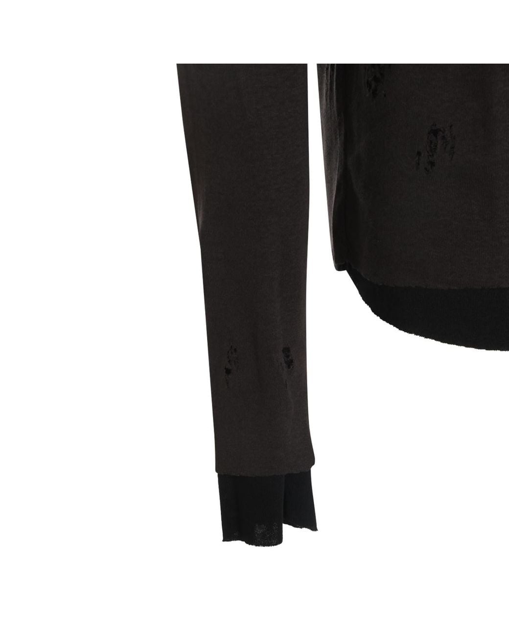 Thom Krom Black Distressed Long-Sleeve T-Shirt for men
