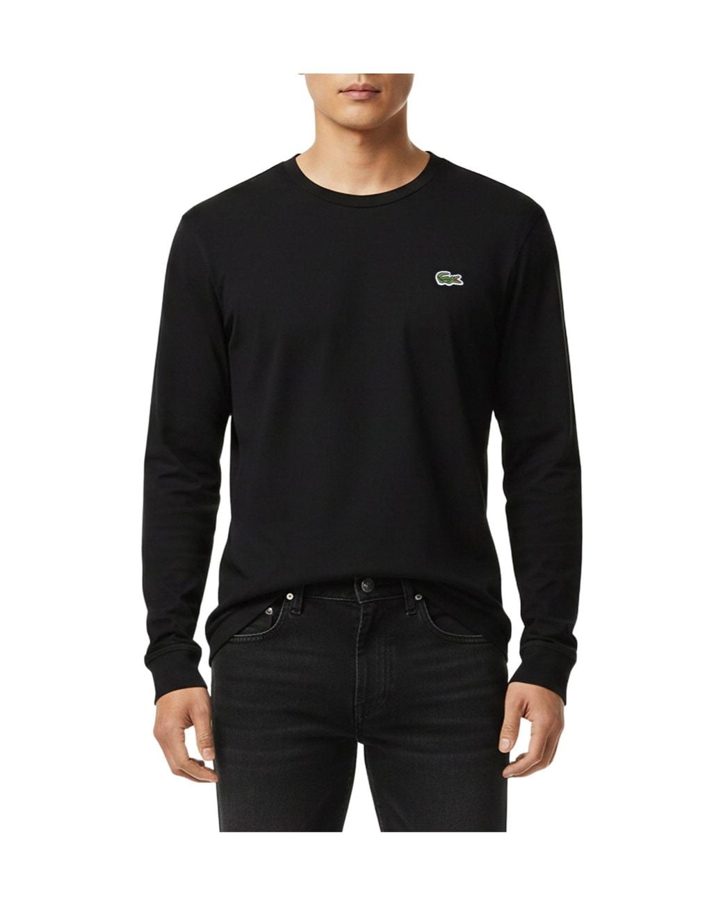 Lacoste Black Crewneck Longsleeve Top for men