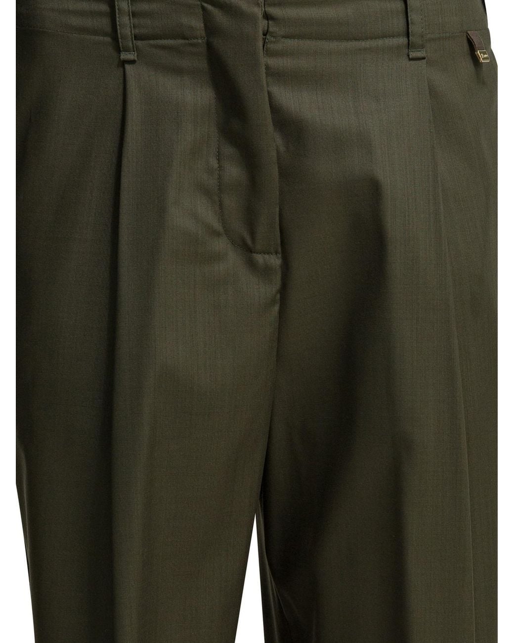 Herno Green Pleated Straight-Leg Pants