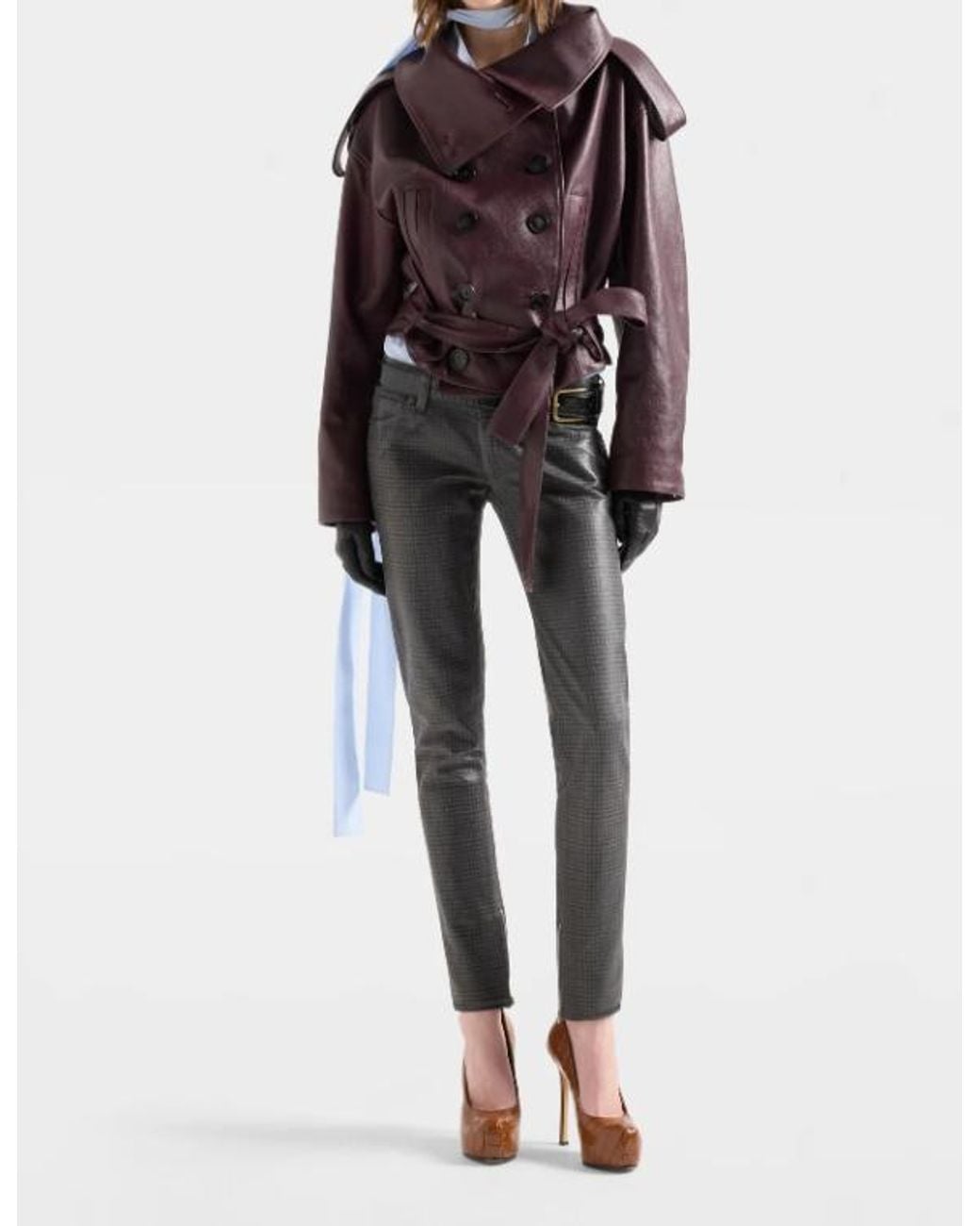 7 For All Mankind Purple Double Breasted High Neck Short Coat