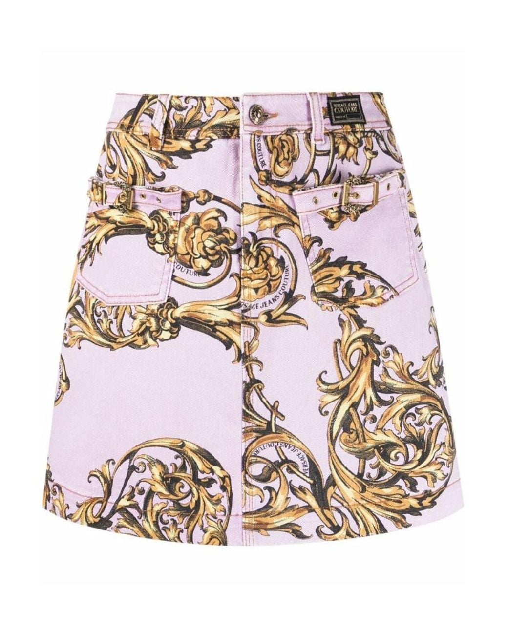 Versace Jeans White Pattern Print Mini Skirt
