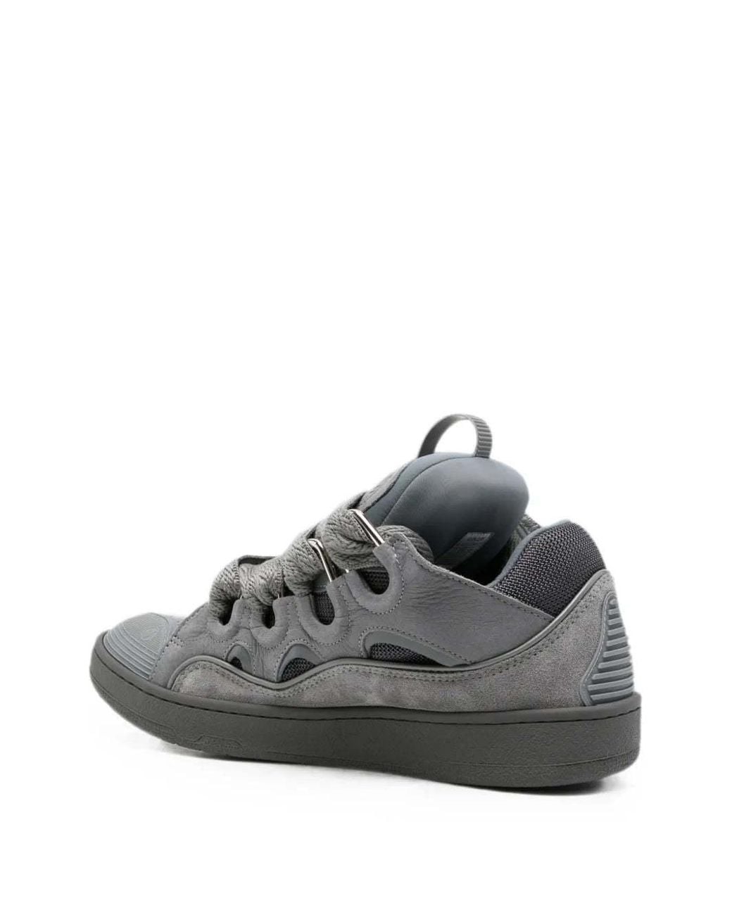 Lanvin Gray Wavy-Edge Lace Low-Top Sneakers for men